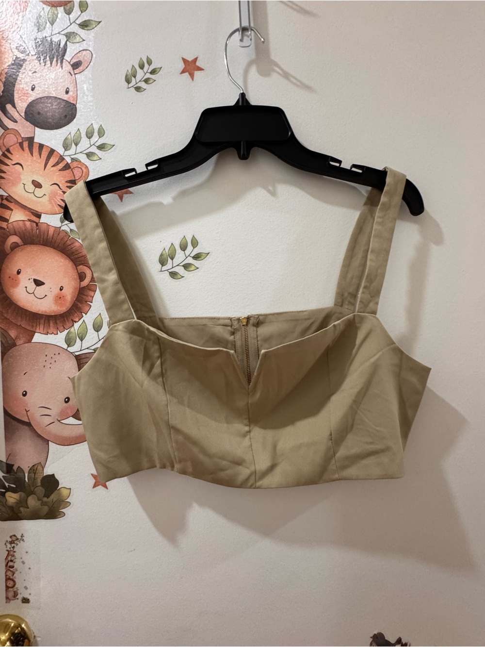 Cider Beige Square-Neck Crop Top